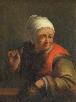 Portrait of an Old Lady Holding a Fur Muff and Spectacles