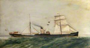 A Brigantine-Rigged British Steamship