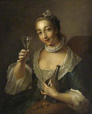 Portrait of a Girl with a Bottle and a Glass