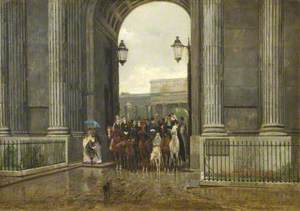 Equestrian Figures Sheltering under Constitution Arch, London
