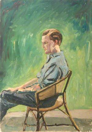 Randolph Churchill (1911–1968), Seated in a Garden Chair