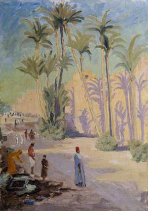 Palm Trees and People at Marrakech