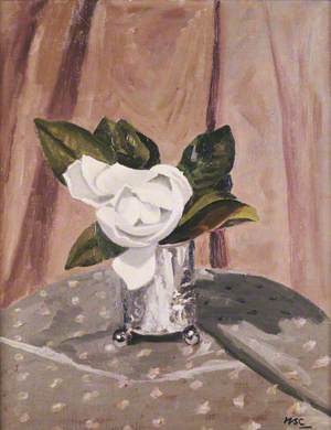 Magnolia and Leaves in a Silver Mug
