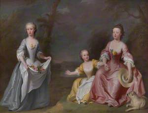 Conversation Piece of Sarah Selman (b.1733), and Helena Selman (b.1735), with One of Their Dighton Cousins