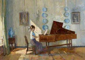 Figure Playing the Harpsichord in the Blue Porcelain Room, Fenton House, Hampstead
