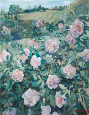Pink Roses in a Landscape Setting
