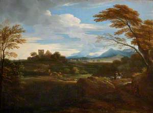A Southern Landscape with Shepherds and a Distant Town