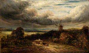 Landscape with a Wood and a Windmill under Storm Clouds