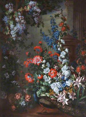 Still Life with Flowers and a Peacock