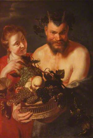 A Bacchante with a Satyr Holding a Basket of Fruit