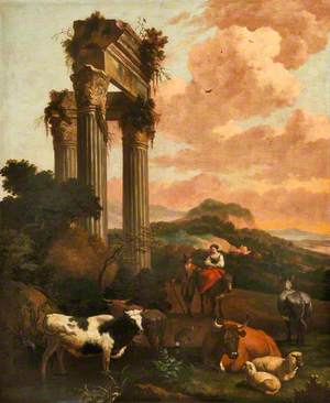Landscape with Figures, Cattle and Sheep among Classical Ruins