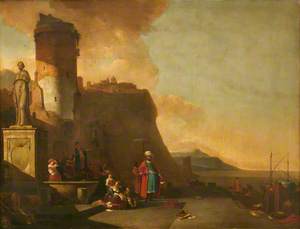 Capriccio of a Fort by the Sea, with Orientals and an Antique Statue