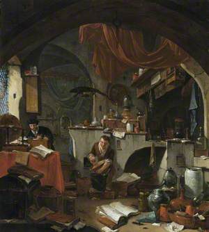 An Alchemist in His Laboratory, with an Assistant
