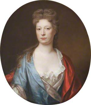 Portrait of an Unknown Lady in Blue with a Red Mantle