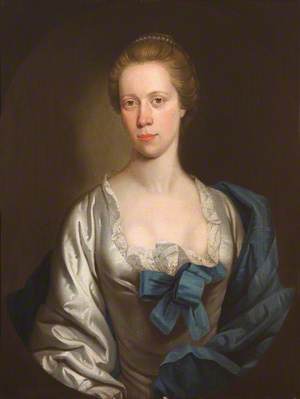 Portrait of an Unknown Lady in White with Blue Ribbons and Mantle
