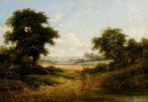 Landscape with Cornfield and Two Figures