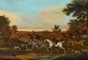 Huntsmen and Hounds Picking up a Scent