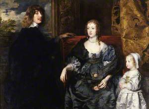 Sir Algernon Percy (1602–1668), 10th Earl of Northumberland, KG, His First Wife Lady Anne Cecil (d.1637), and Their Eldest Daughter, Lady Catherine Percy (1630–1638)