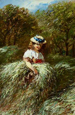 A Girl Carrying a Bundle of Hay
