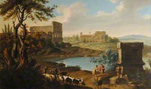 An Italianate Landscape, with Cattle and Herdsmen