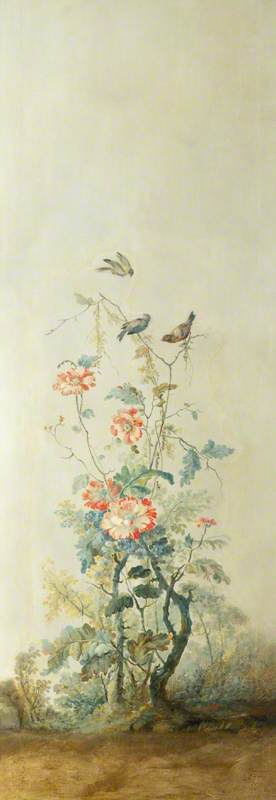 Wall Panel with Rose Bush and Three Birds