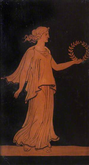 Set of Allegorical Painted Panels: A Woman Holding a Laurel Wreath