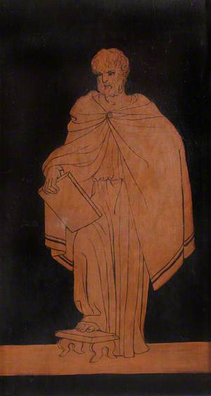 Set of Allegorical Painted Panels: A Philosopher with a Stone Tablet