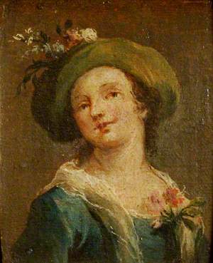 Two Paintings: A Girl in a Hat in Profile and a Girl in a Hat Full Face