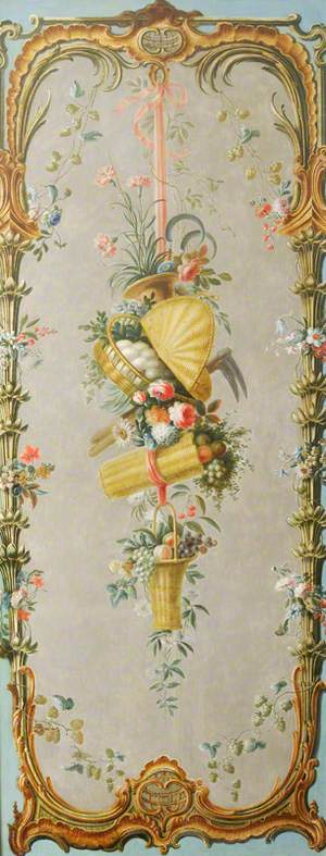 Decorative Wall Panel with Baskets of Fruit and Eggs