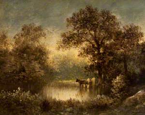 Cattle at a Woodland Pond