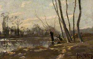 A Wooded River Landscape in Winter