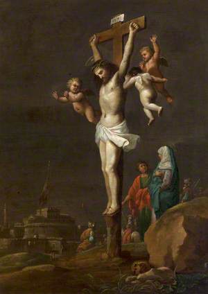 The Crucifixion, with Castel Sant'Angelo