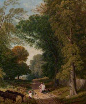 A Woodland Path with Children