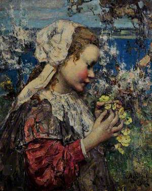 Young Girl with Primroses