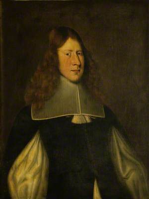 Portrait of a Man in a Black Slashed Coat with Lace Collar