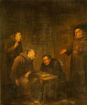 Four Monks in an Interior
