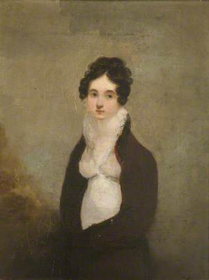 Portrait of a Lady in a White Dress and Black Gown