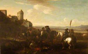 A Cavalry Engagement between Turks and Europeans in front of a Town
