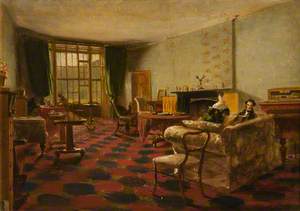An Interior at Haddo with George, 4th Earl of Aberdeen, Reading