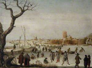 Winter Landscape with Skaters on a River