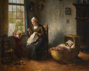 Interior with a Mother and Child (A Happy Family)