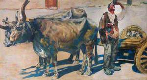 Man with Bullocks and Cart