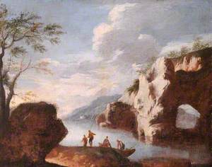 Landscape with Lake and Caves
