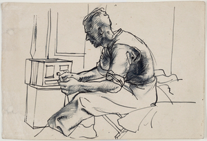 Soldier Seated on Bed