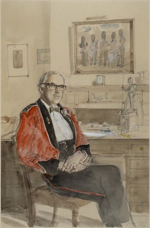 J. E. T. Wiles, in Mess Dress, seated by John Ward