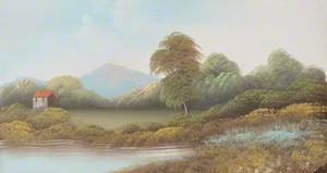 Landscape of a Cottage and Lake