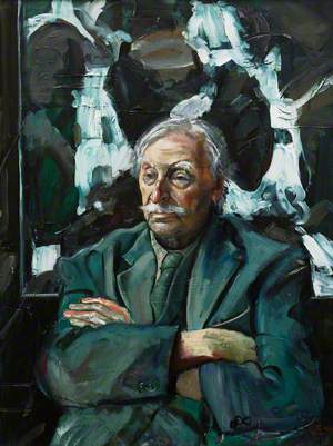 Sir Kyffin Williams in His Studio Seated in front of His Painting, ‘Waterfall, Cwmorthin’, 3rd–4th June, 2003