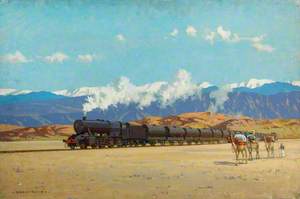 London, Midland and Scottish Railway Locomotive in Persia Taking Supplies to Russia