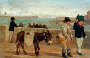 Whitby Harbour with Figure and Donkey, Staithside