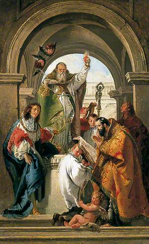 Saint Augustine, Saint Louis of France, Saint John the Evangelist and a Bishop Saint